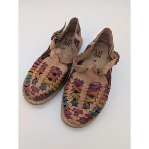 Huarache Leather Sandals Scandals Girls Size 19 (4.5) Woven Closed Toe